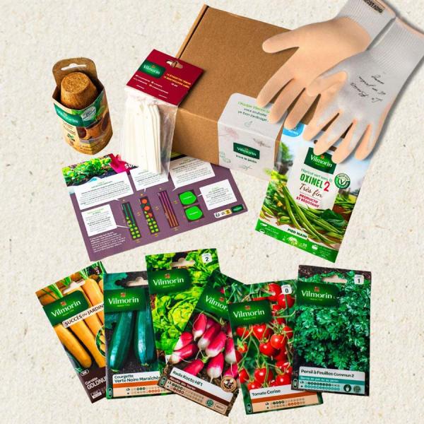 Kit de jardinage - Coffret mon premier potager + Gants Nude - S (Taille 7) - face recto